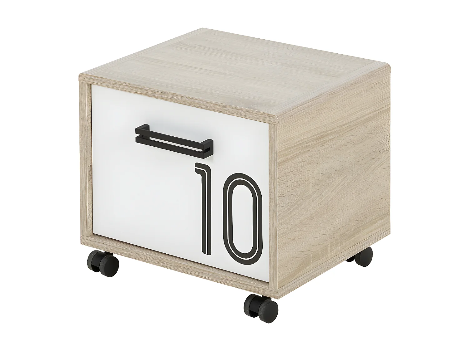 Chevet une porte sur roulettes couleur chêne - Fabrication Française