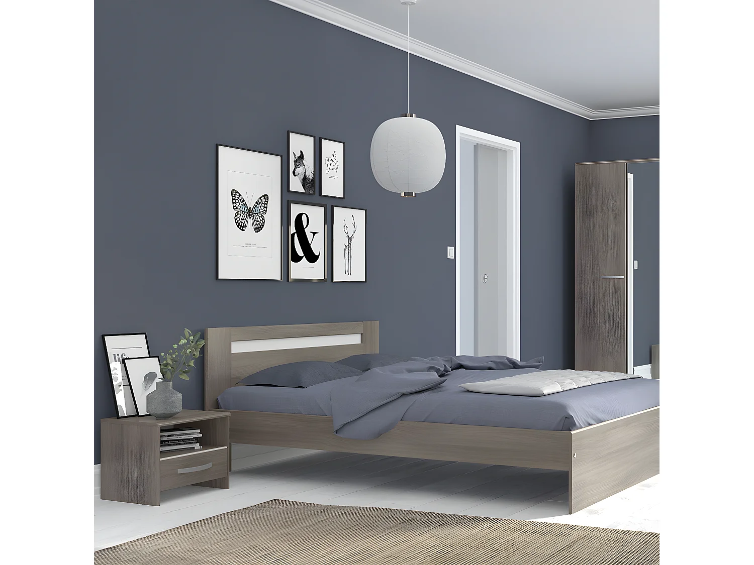 Table de Chevet 1 Tiroir 1 Niche H34.5 cm - Evo II