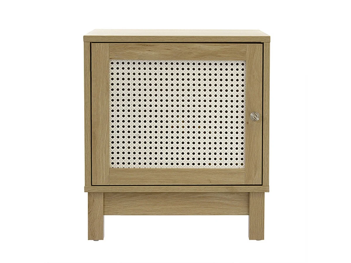 Table de chevet 1 porte façade rotin