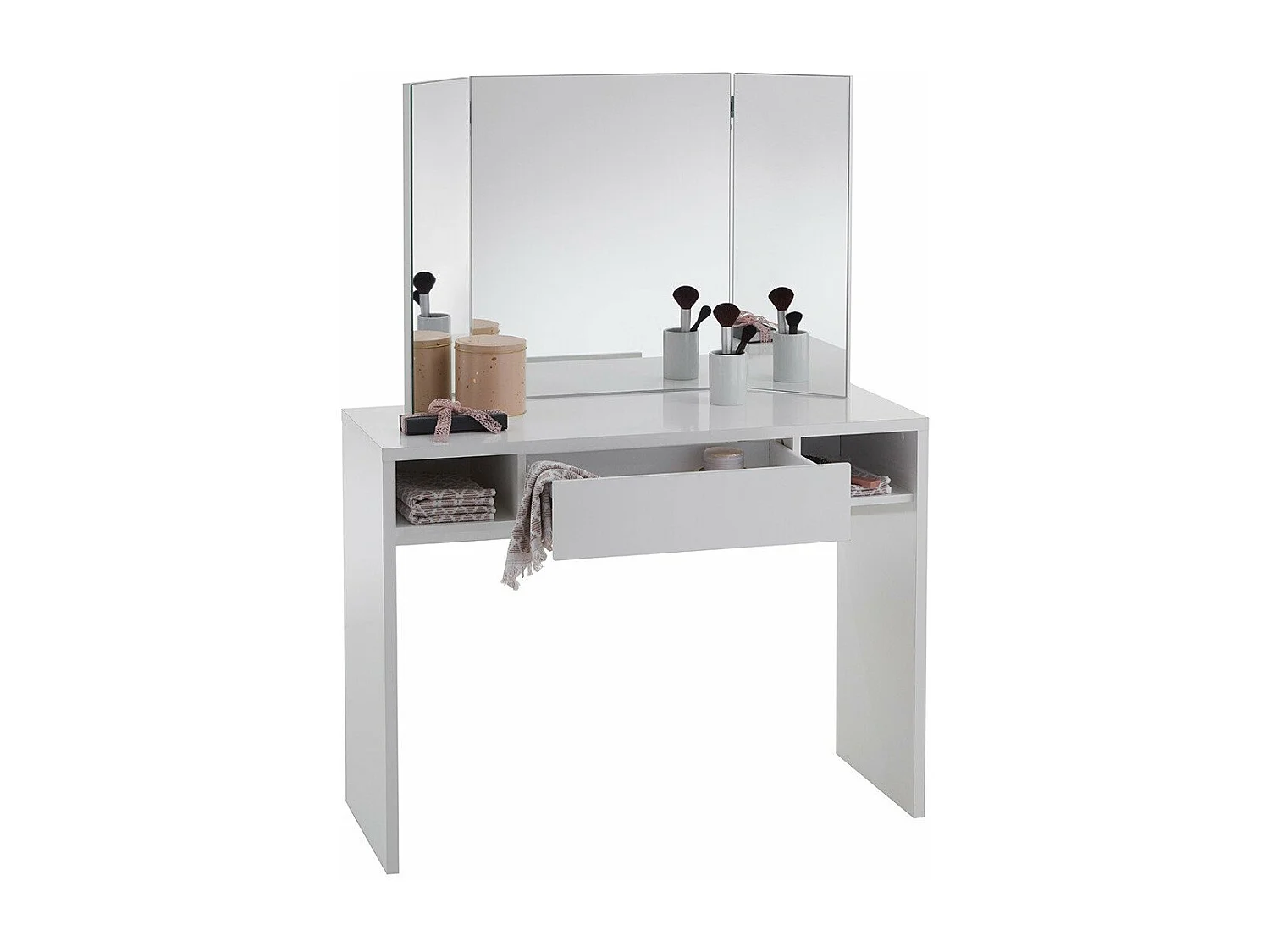Coiffeuse 1 Tiroir 2 Niches avec Miroir - Schminki