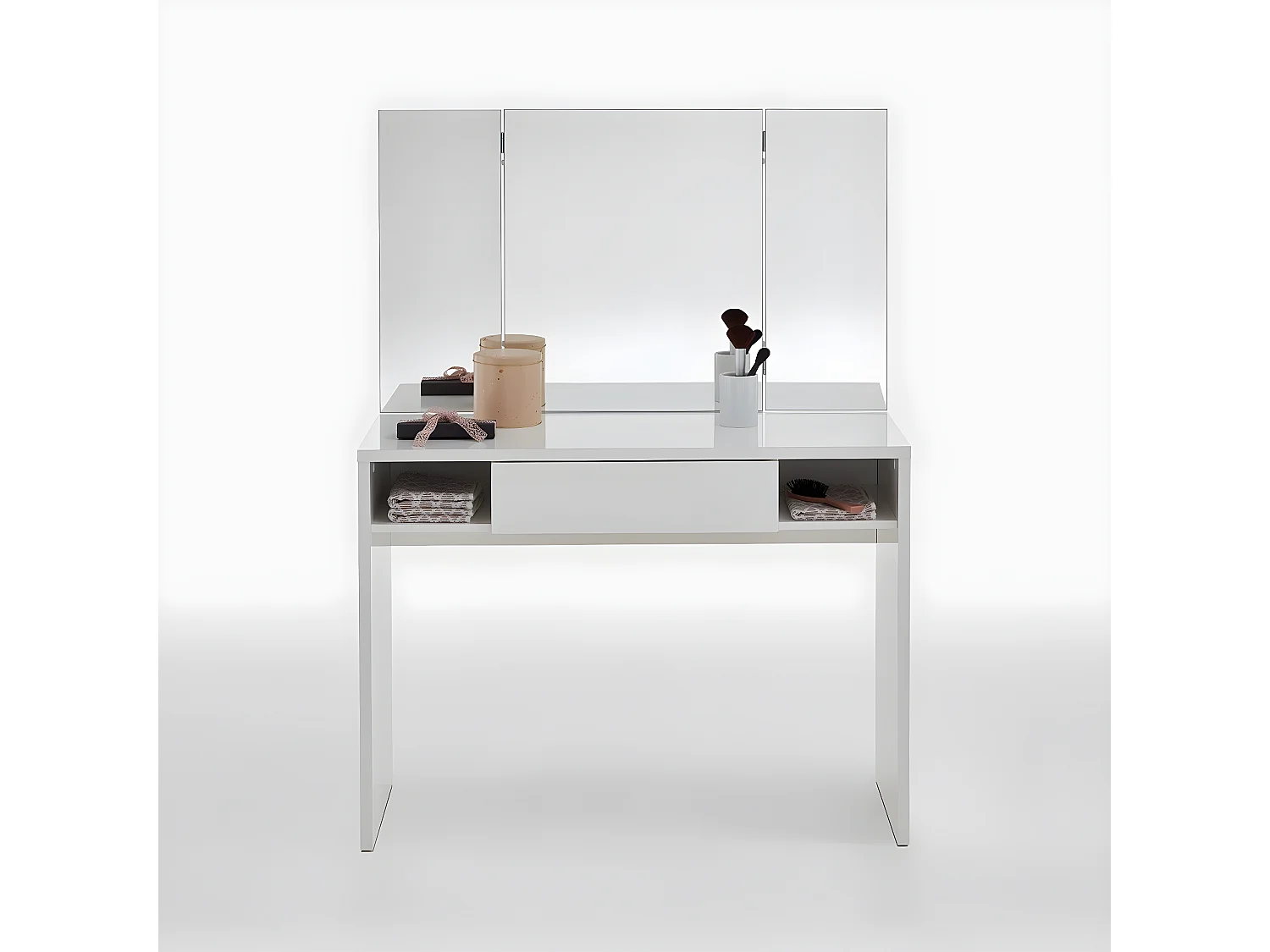 Coiffeuse 1 Tiroir 2 Niches avec Miroir - Schminki