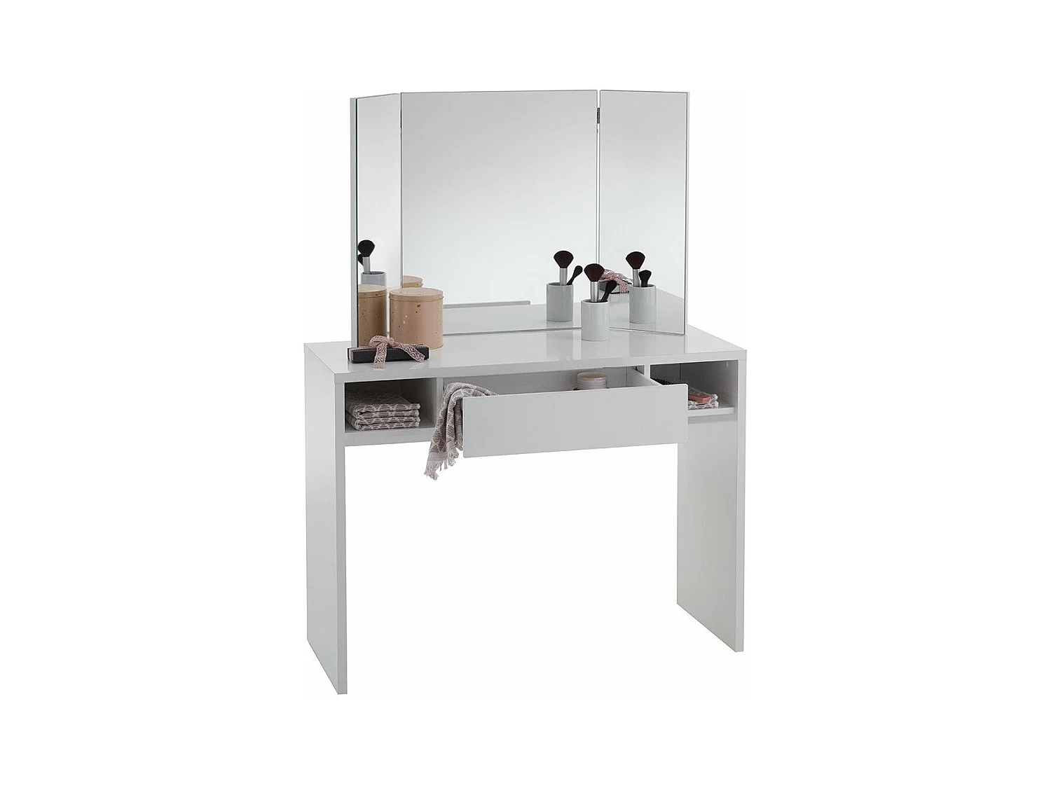 Coiffeuse 1 Tiroir 2 Niches avec Miroir - Schminki