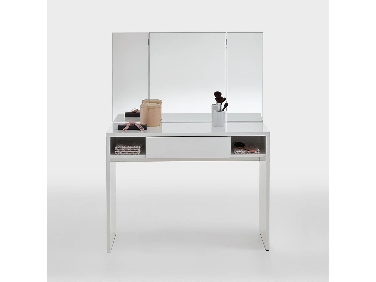 Toaletka 1 szuflada 2 wnęki z lustrem - Schminki