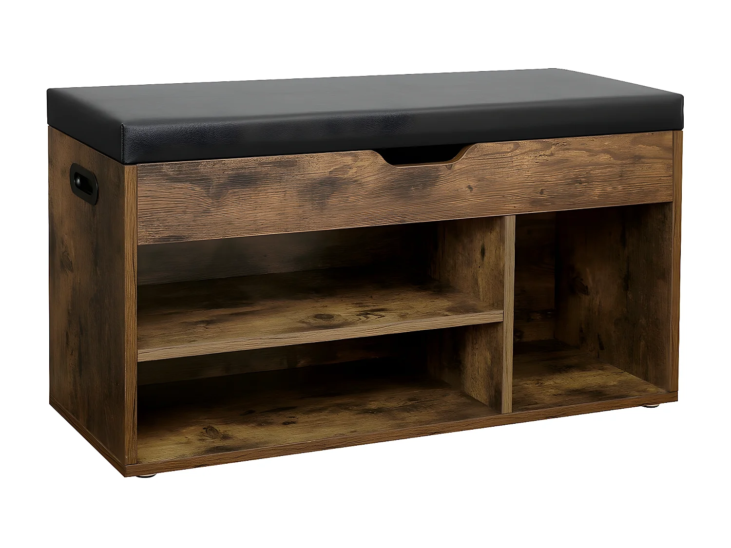 Banc à Chaussures 3 compartiments et 1 Coffre - L80 cm