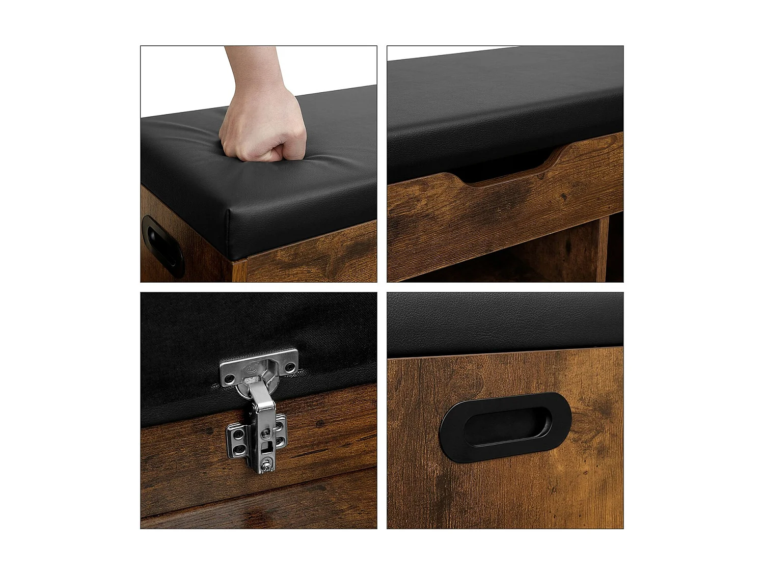 Banc à Chaussures 3 compartiments et 1 Coffre - L80 cm