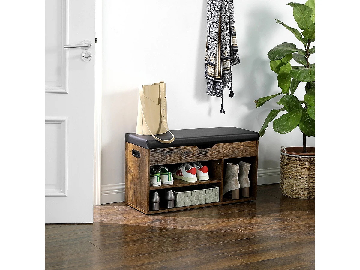 Banco para zapatos 3 compartimentos y 1 contenador - L80 cm