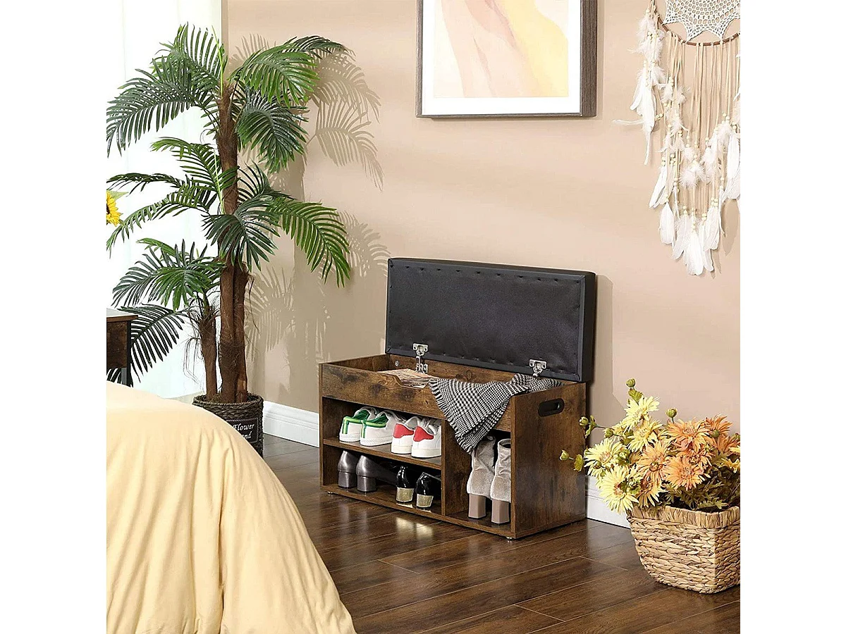 Banco para zapatos 3 compartimentos y 1 contenador - L80 cm