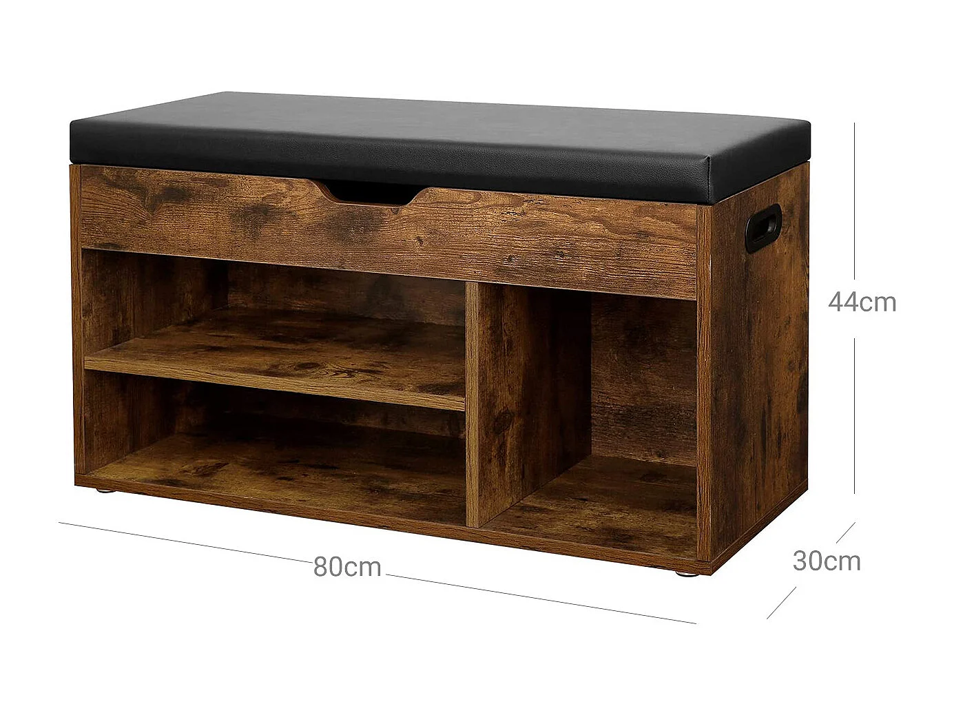 Banco para zapatos 3 compartimentos y 1 contenador - L80 cm