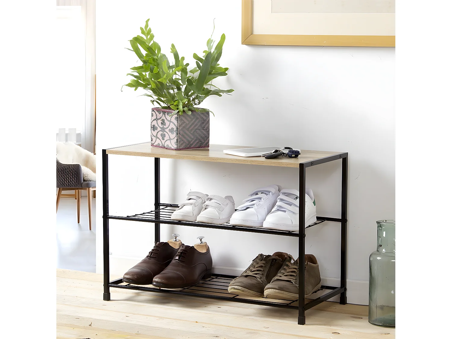 Étagère à chaussures 3 niveaux