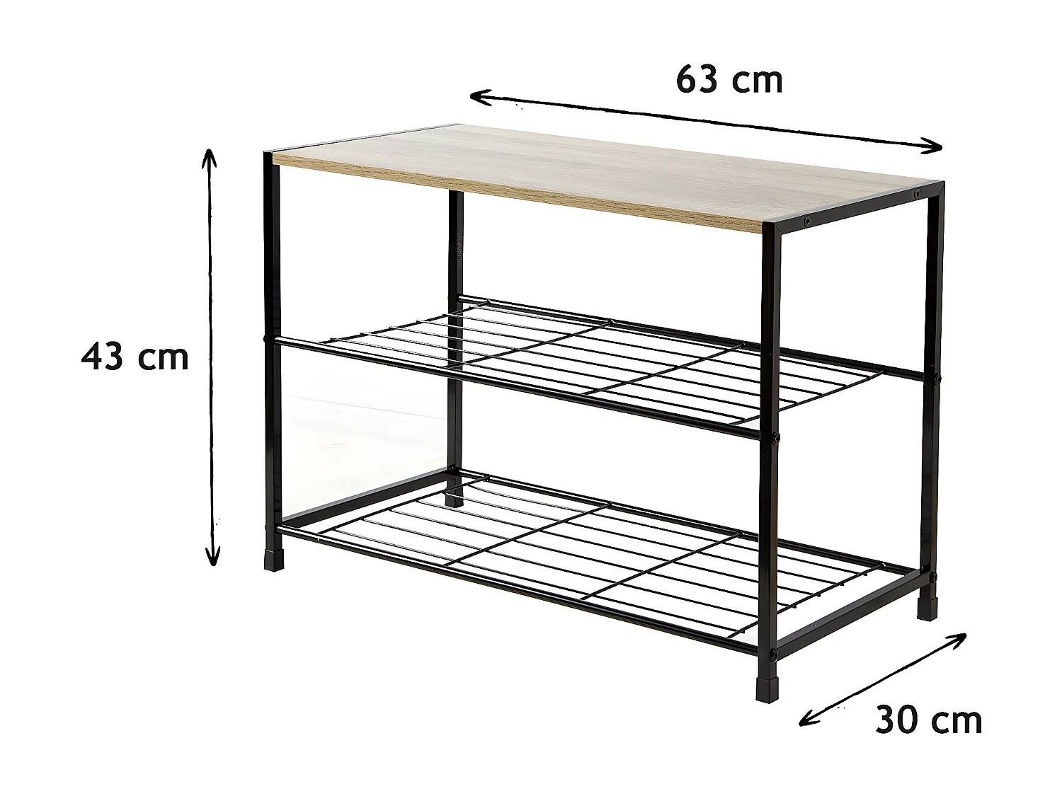 Scarpiera su 3 livelli per 6 paia - L63 cm
