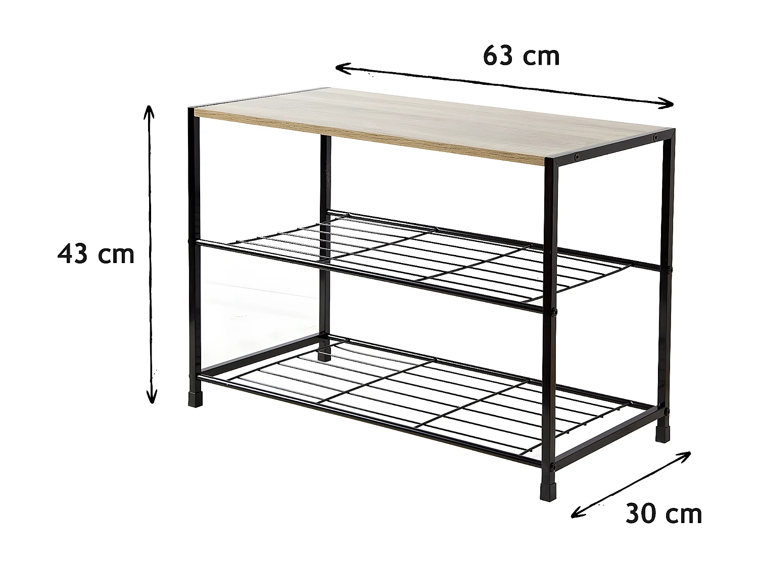 Scarpiera su 3 livelli per 6 paia - L63 cm