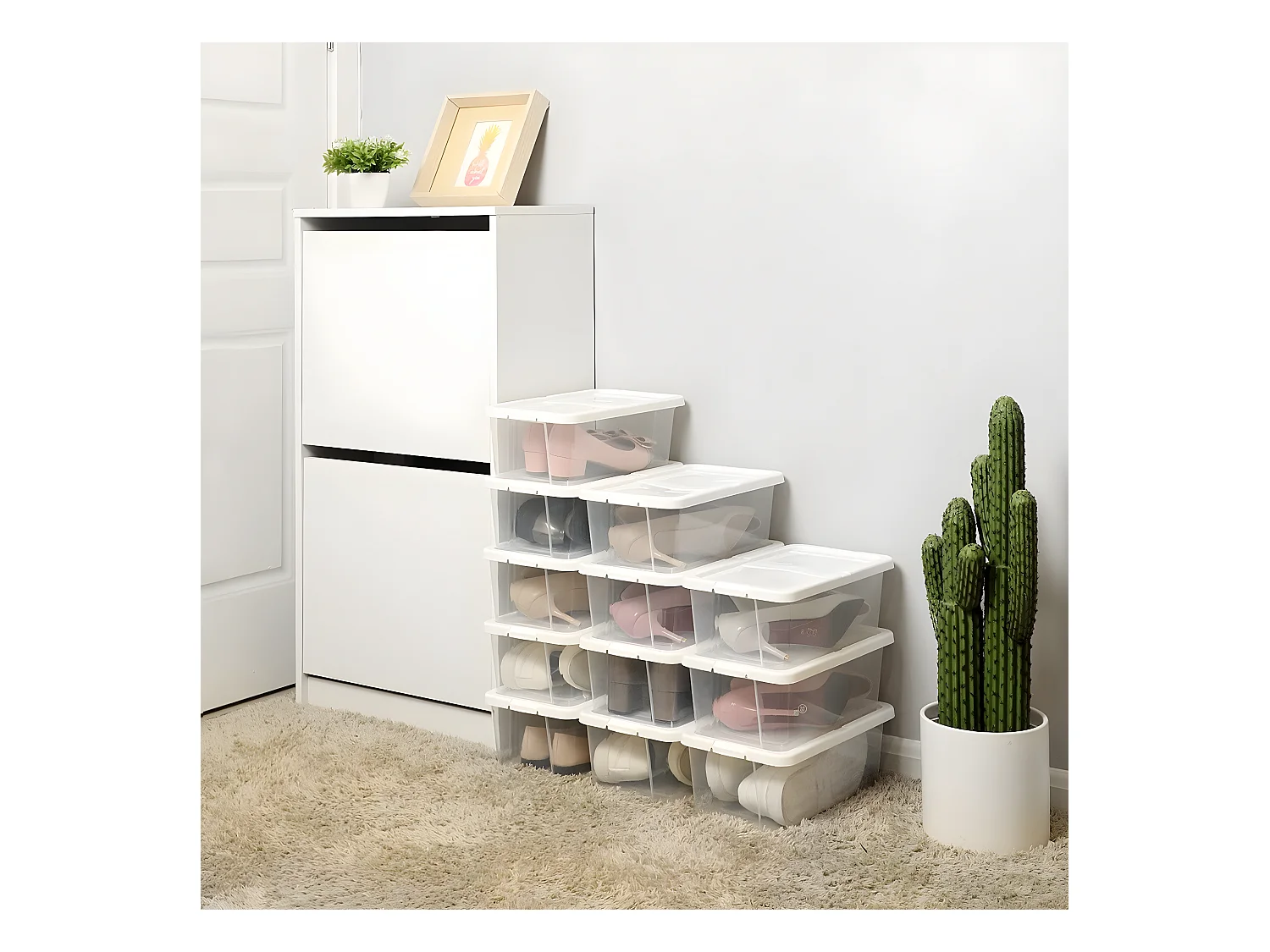 Set di 12 Scatole Scarpe Trasparenti con coperchio