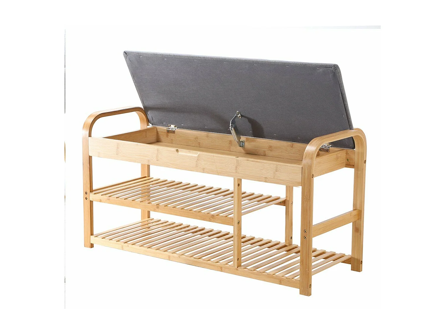 Bamboe Schoenbank met 2 planken L100 cm