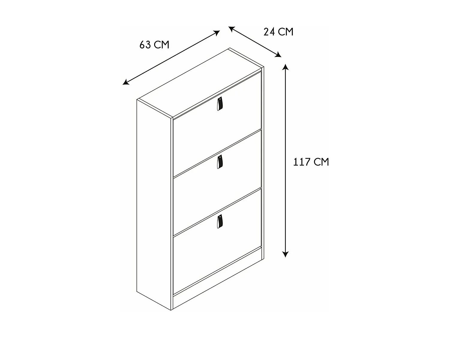 Meuble à Chaussures avec 3 Tiroirs Abattants - L63cm