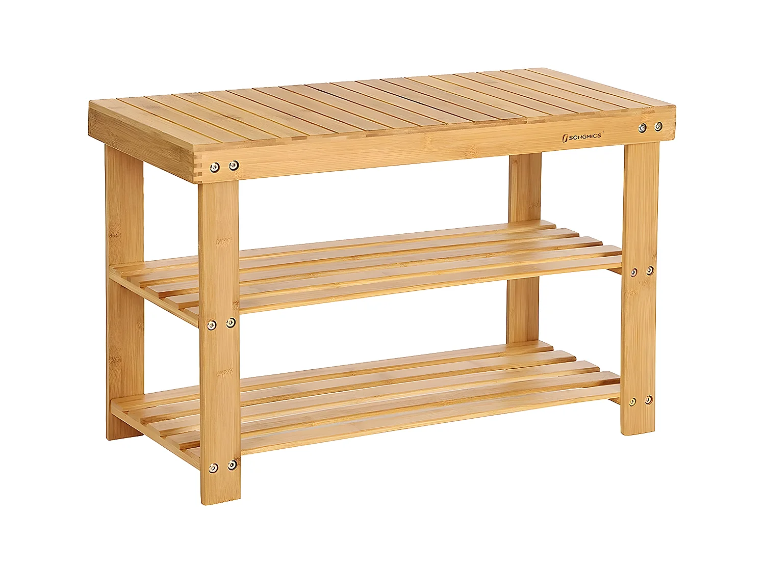 Schoenenbank 3 niveaus van natuurlijk bamboe - L70 cm