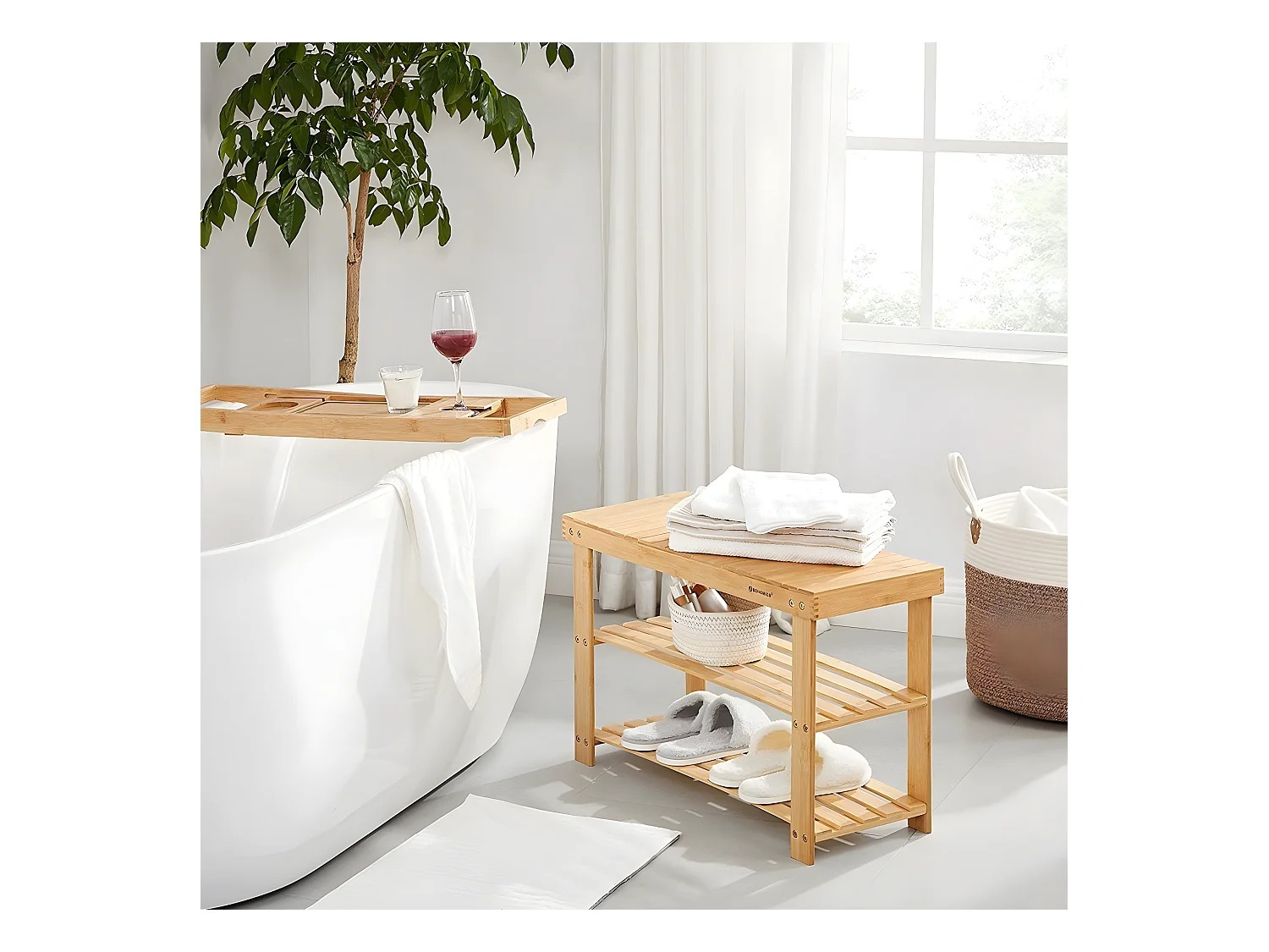 Banc à Chaussures 3 Niveaux en Bambou Naturel - L70 cm