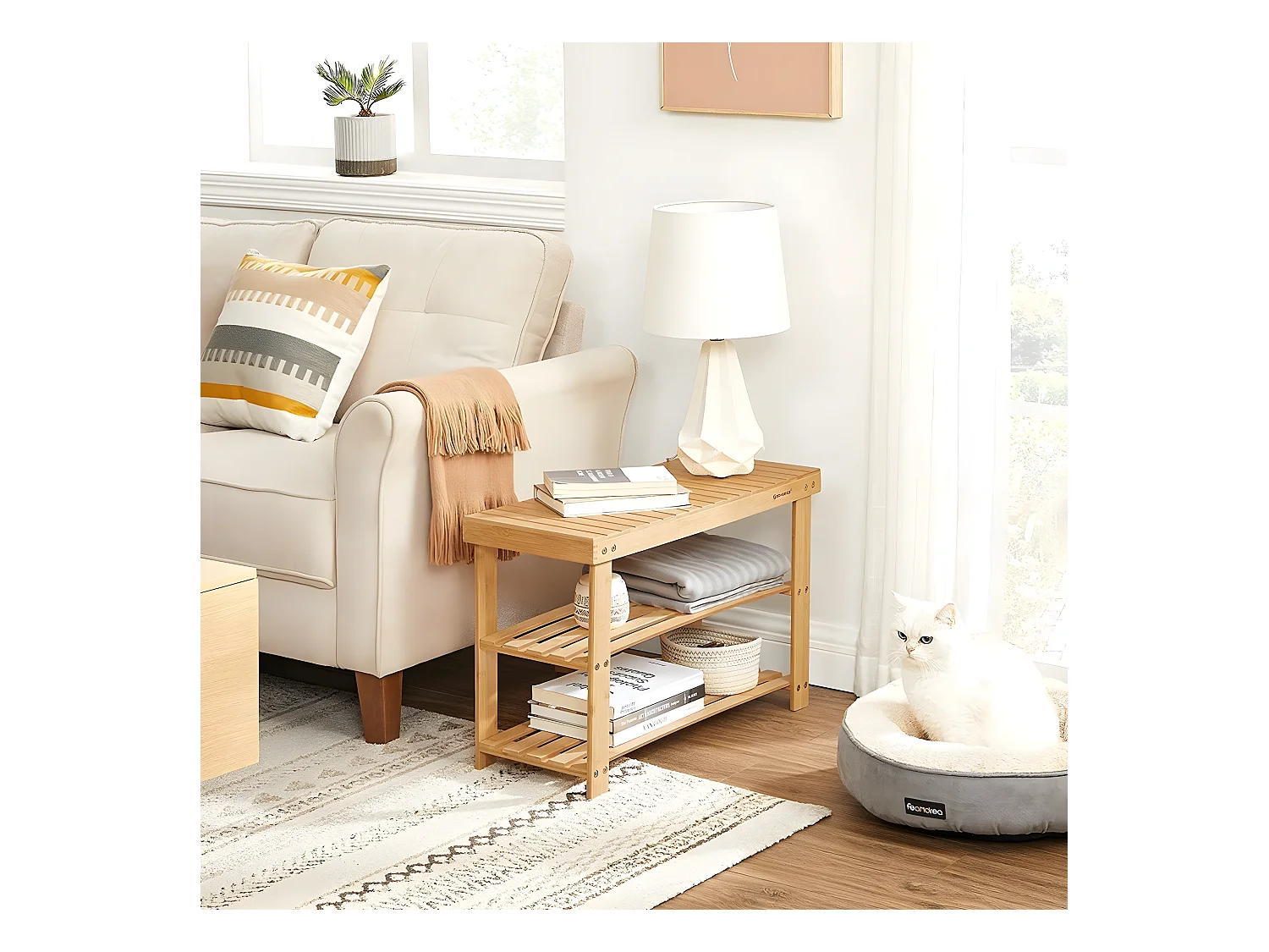 Banc à Chaussures 3 Niveaux en Bambou Naturel - L70 cm