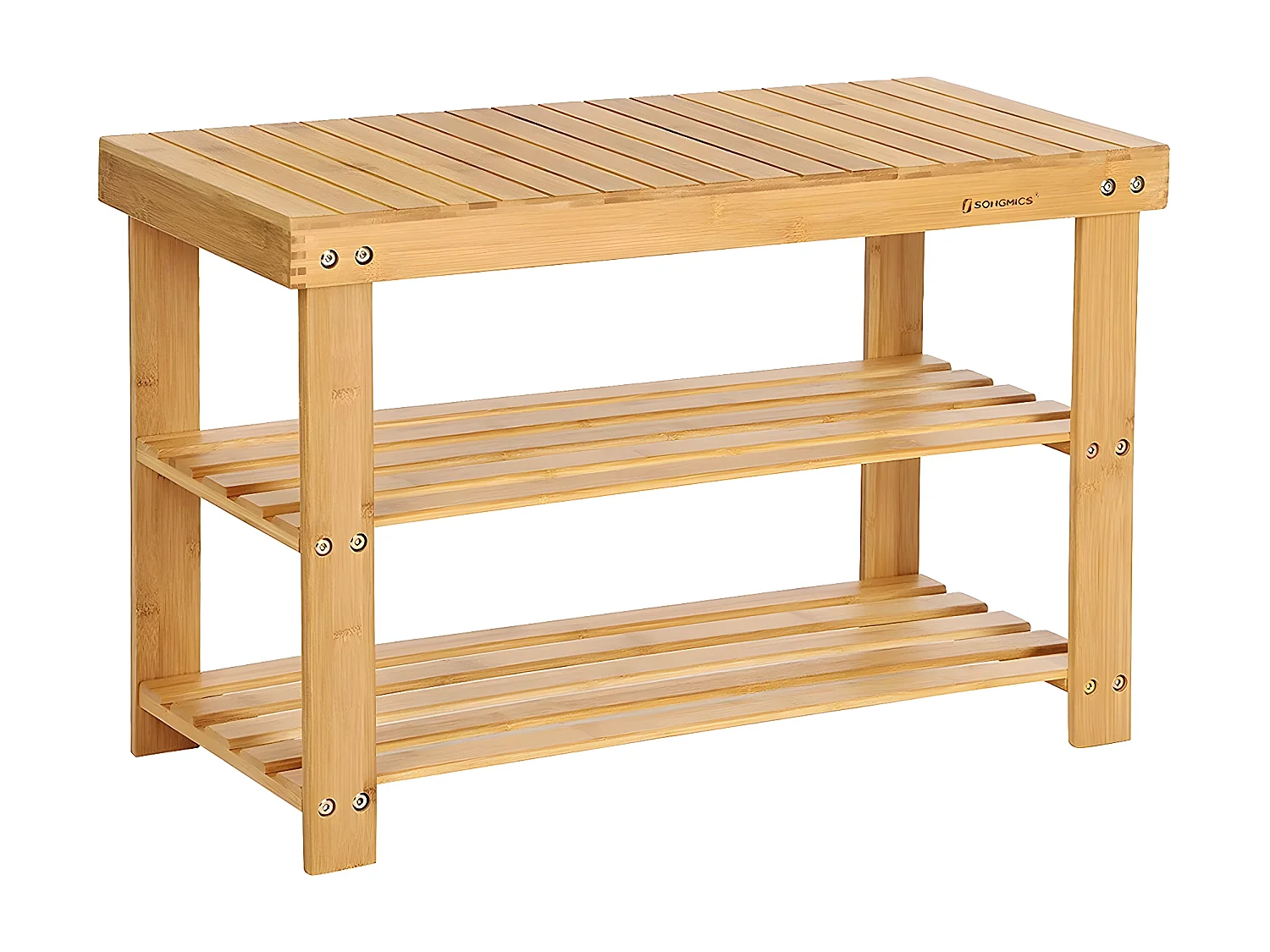 Banc à Chaussures 3 Niveaux en Bambou Naturel - L70 cm