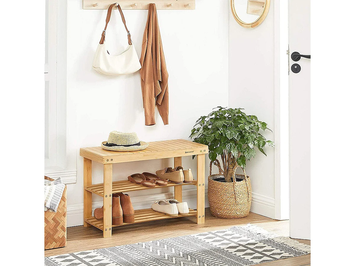 Banco de Sapatos 3 Níveis em Bambu Natural - L70 cm