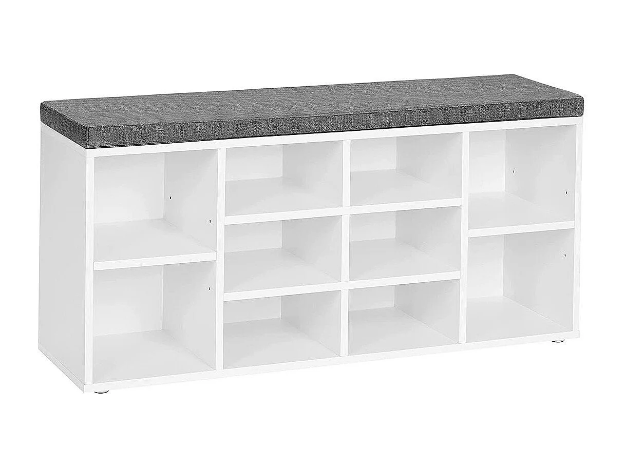 Weiße Schuhbank mit Sitzkissen - L104 cm