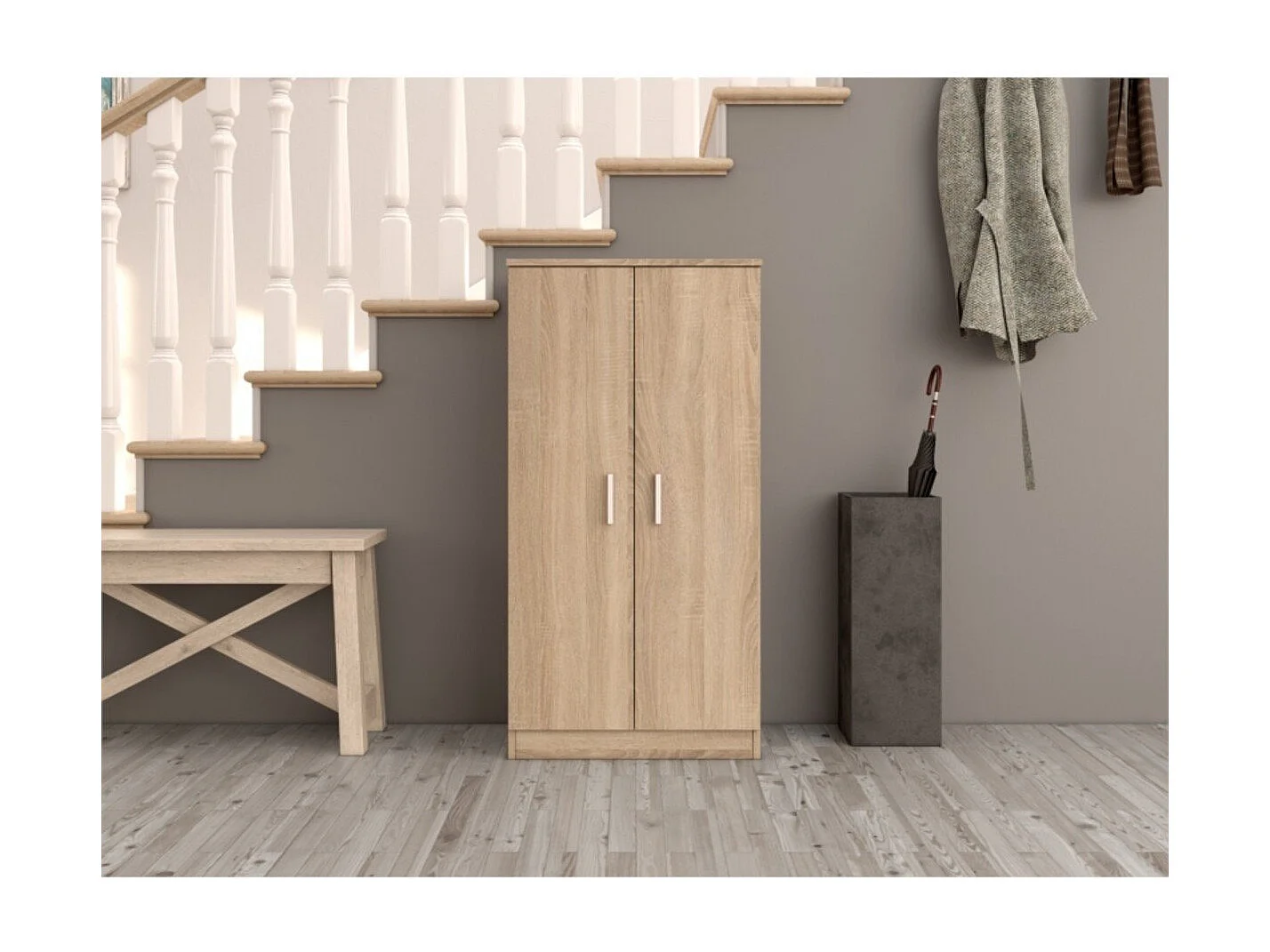 2-deurs schoenenkast met 3 legplanken - H108 cm