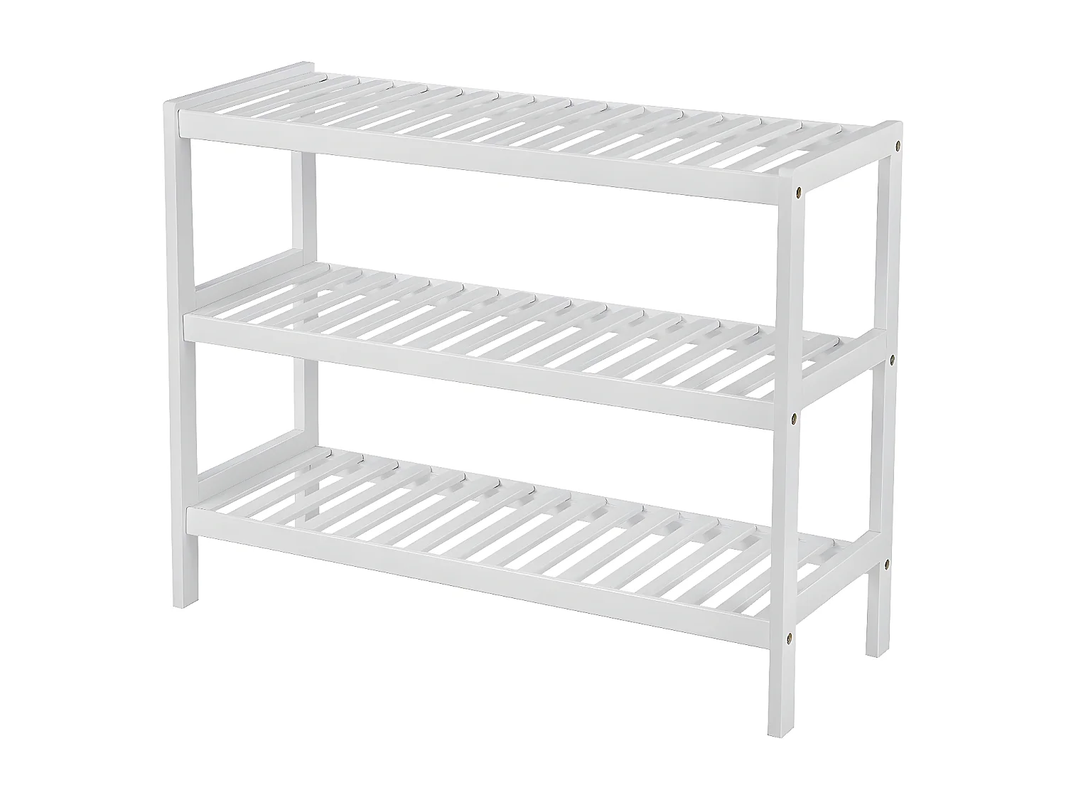 Schoenenrek met 3 niveaus van wit bamboe - L70 cm