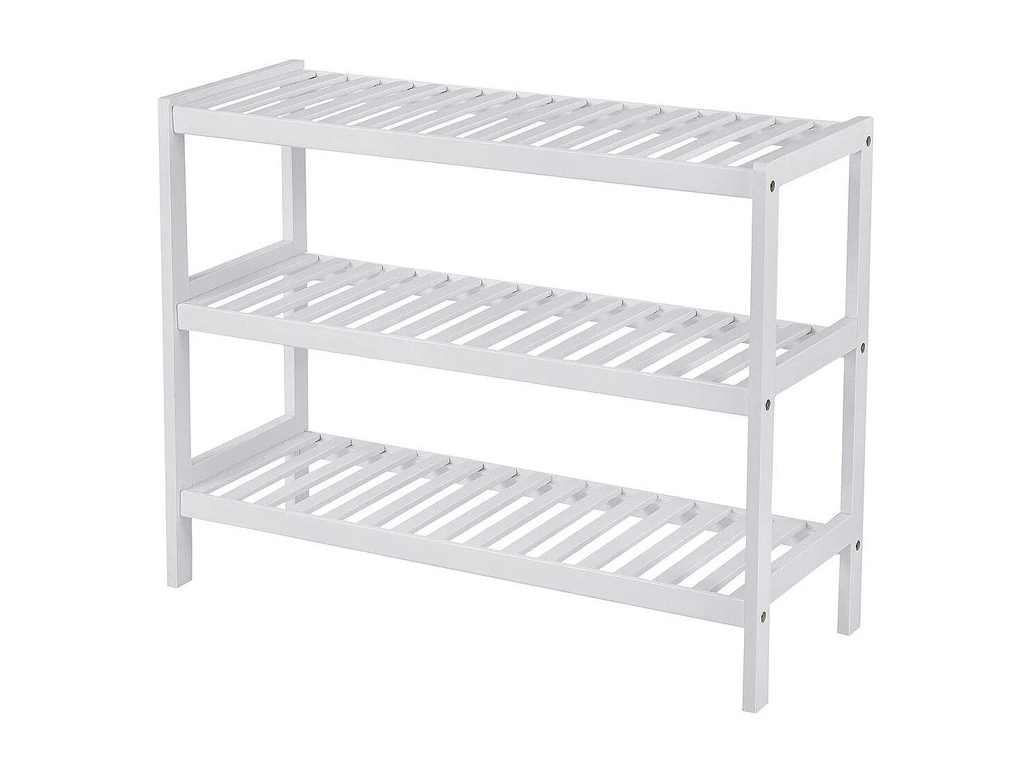 Étagère à Chaussures 3 Niveaux en Bambou Blanc - L70 cm