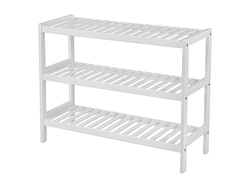 Étagère à Chaussures 3 Niveaux en Bambou Blanc - L70 cm