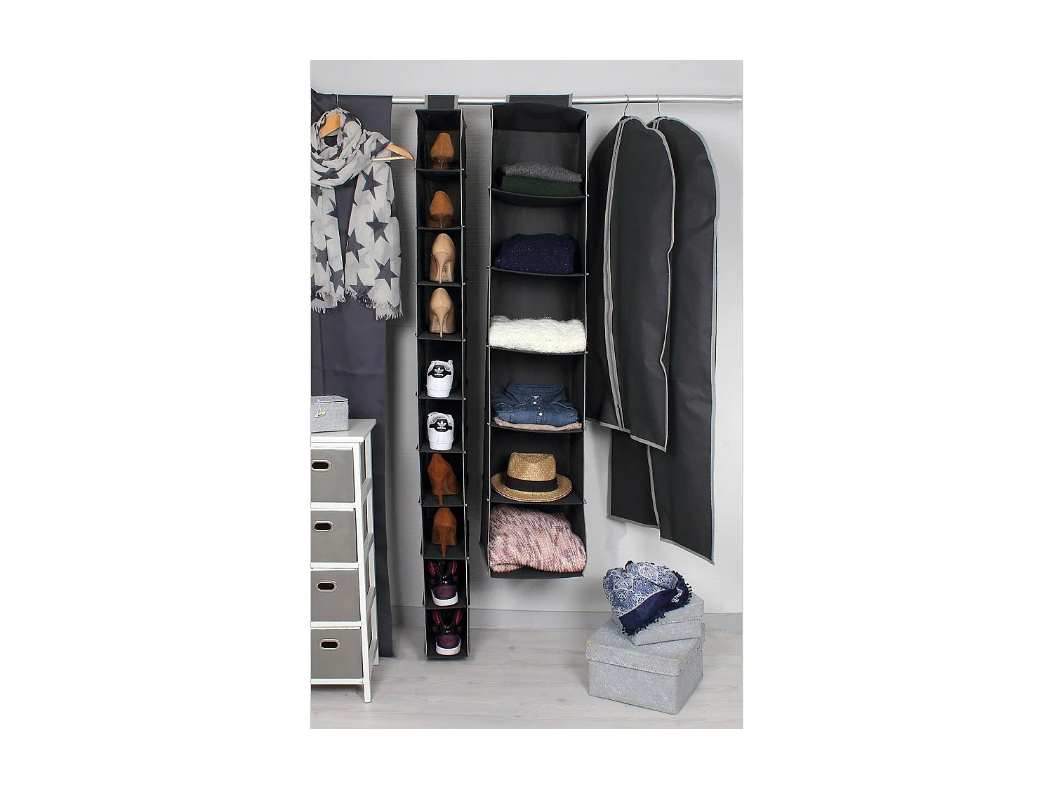 Portascarpe in tessuto non tessuto a 10 scomparti