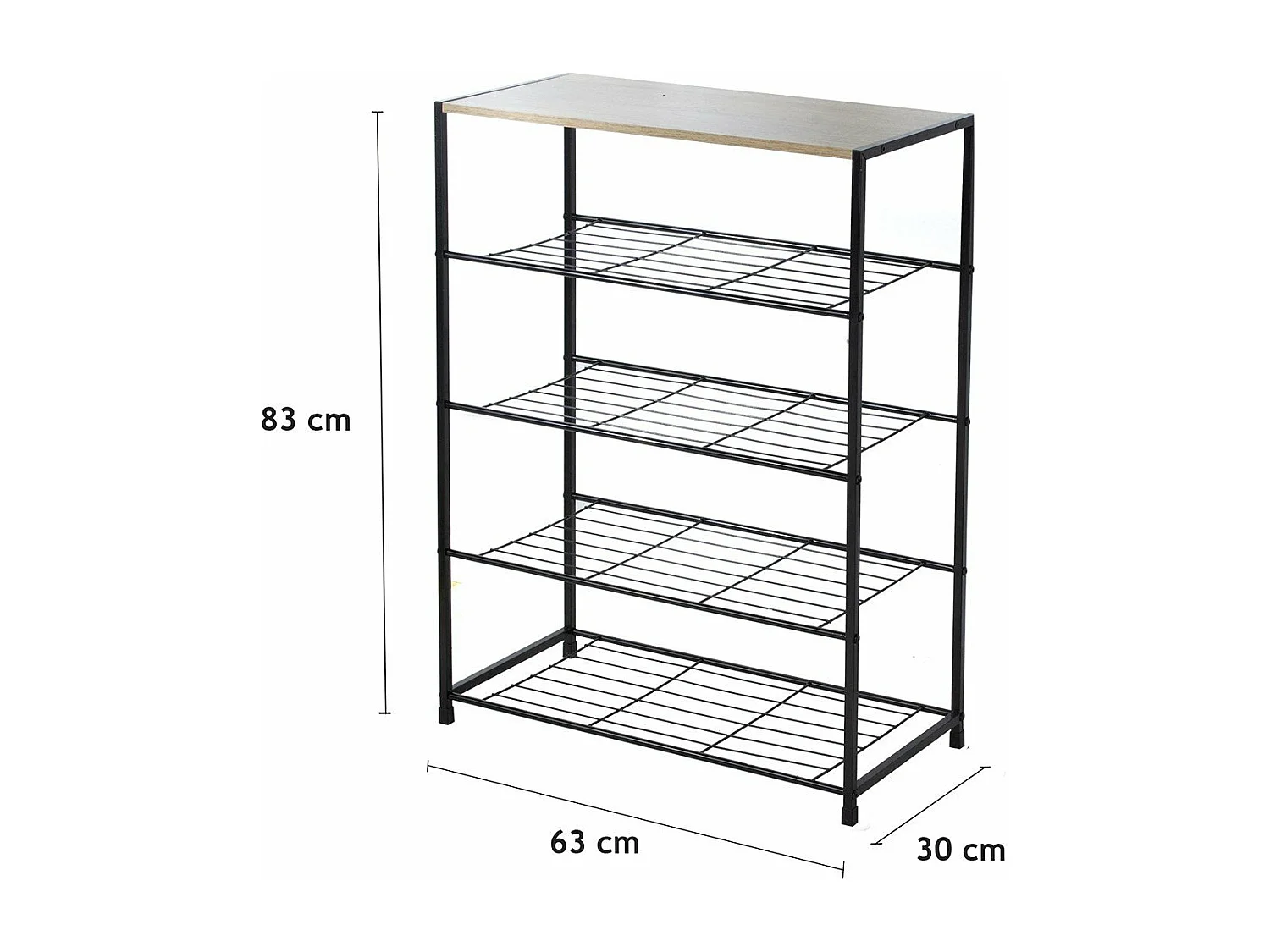 Etagère à chaussures 5 niveaux en métal noir