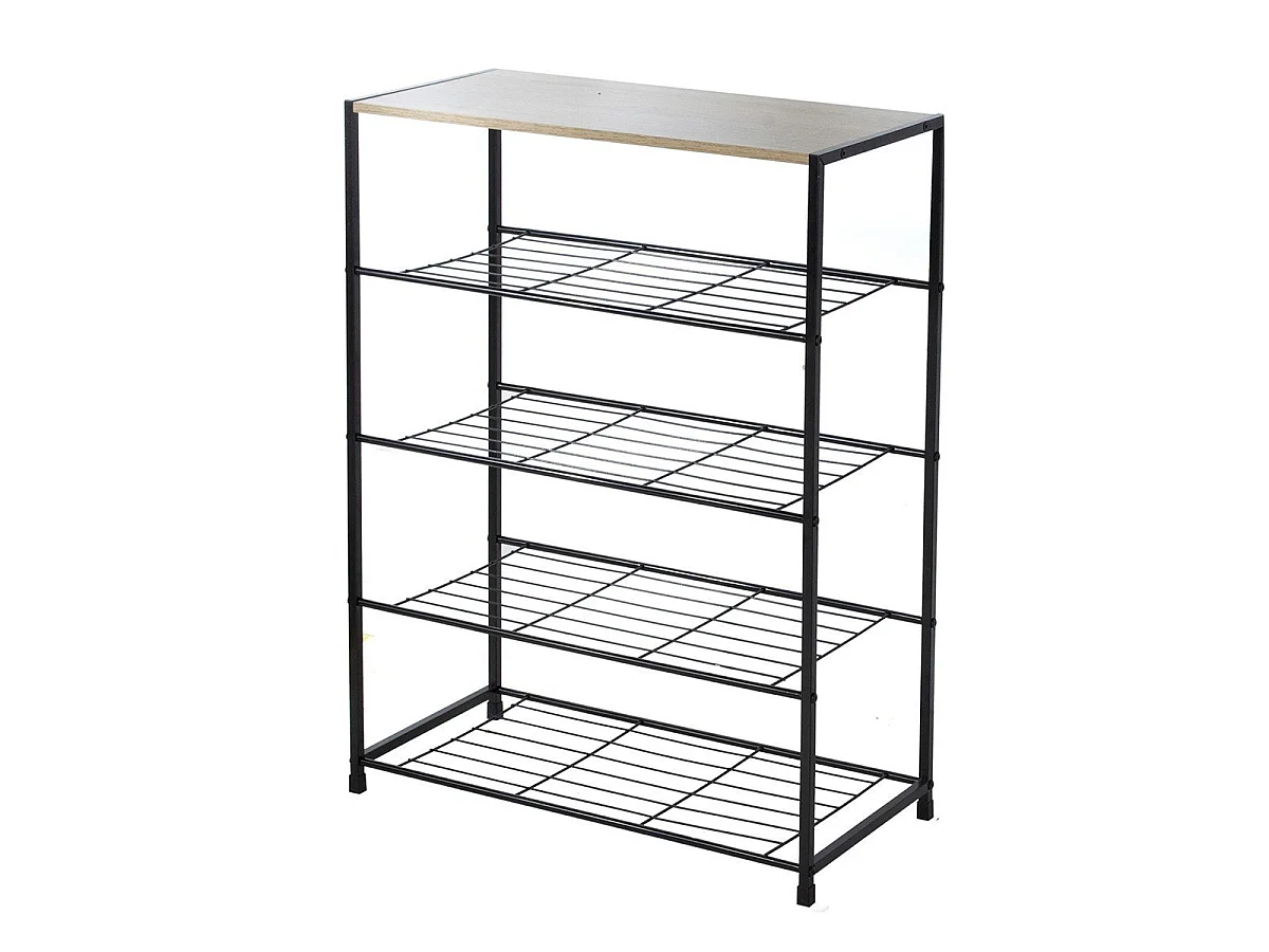 Etagère à chaussures 5 niveaux en métal noir