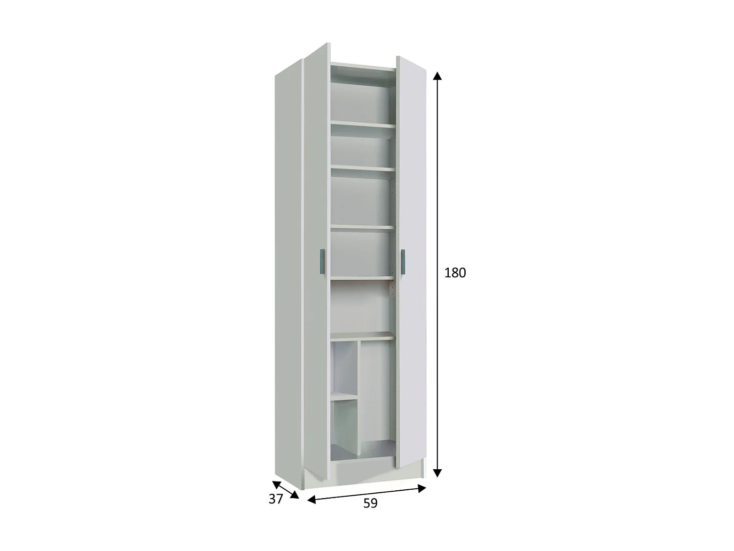 Armoire rangement 2 portes - L73 x H180 cm