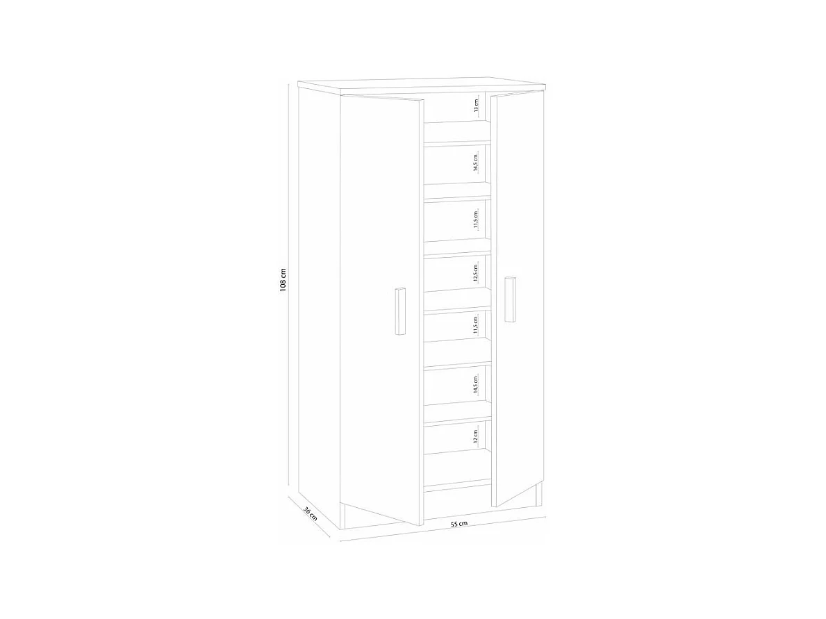 Armoire à chaussures 2 portes (30 Paires) Zapateros - H108cm