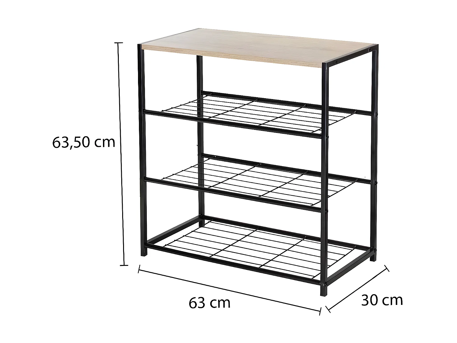 Etagère à chaussures 4 niveaux en acier - LEXIE