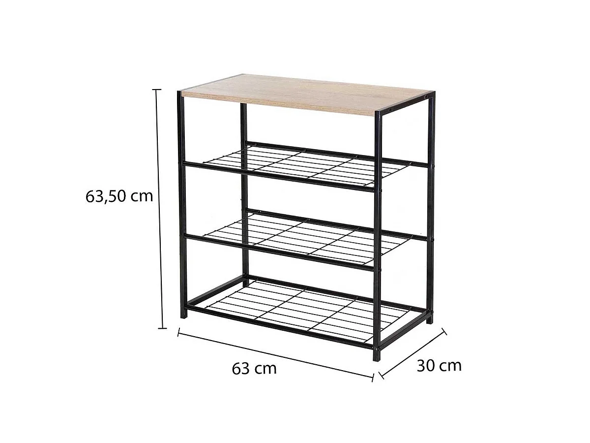 Etagère à chaussures 4 niveaux en acier - LEXIE