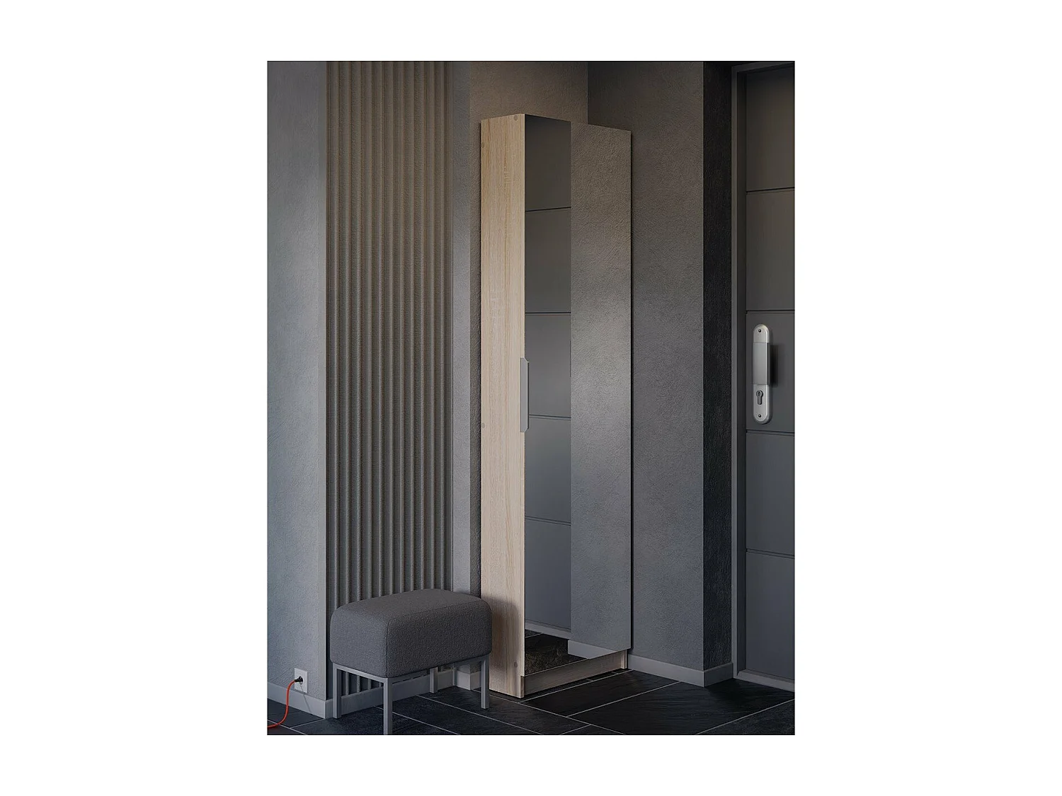 Armoire à Chaussures 1 Porte Miroir L50 cm - Zapatero