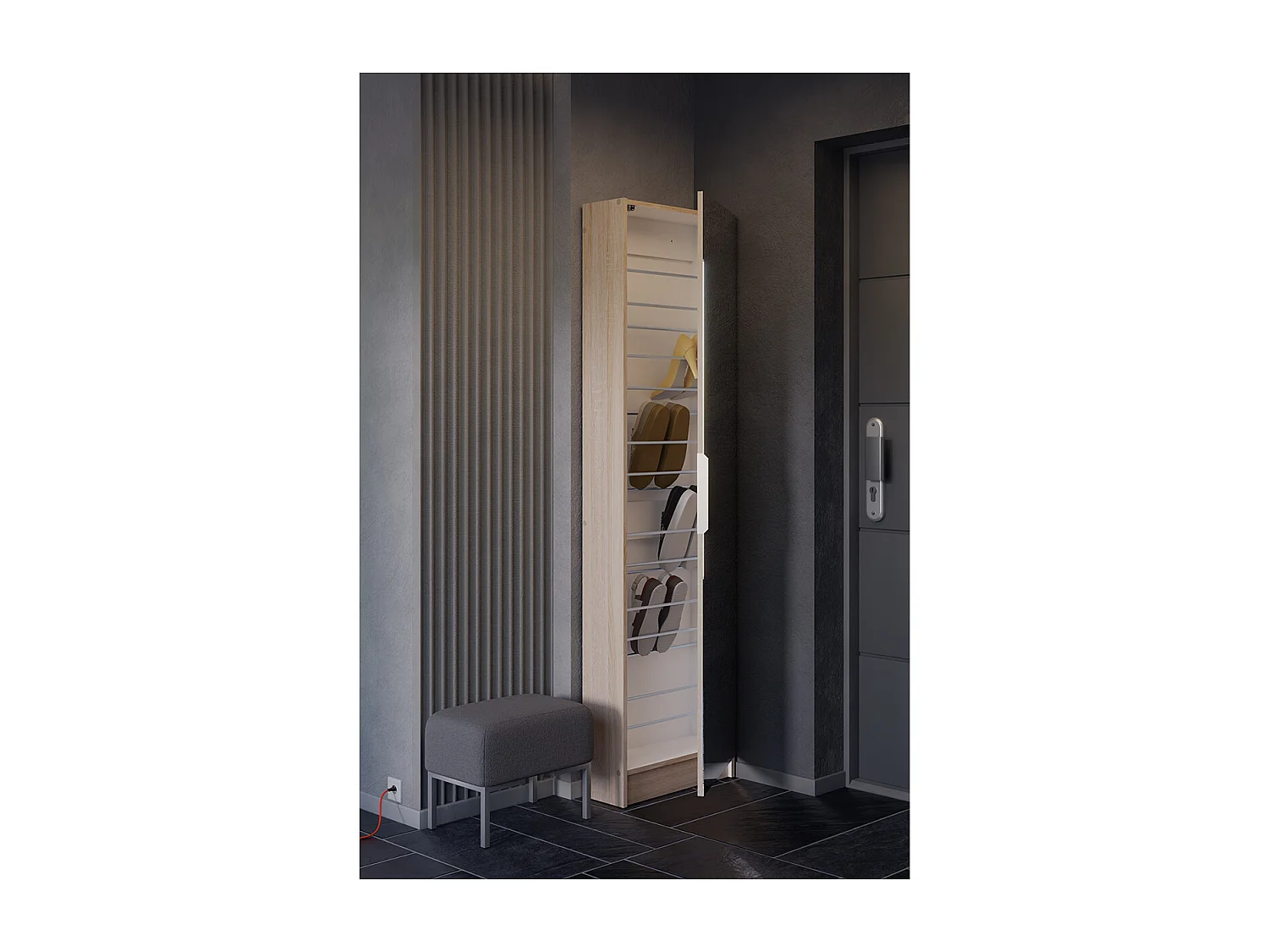 Armoire à Chaussures 1 Porte Miroir L50 cm - Zapatero