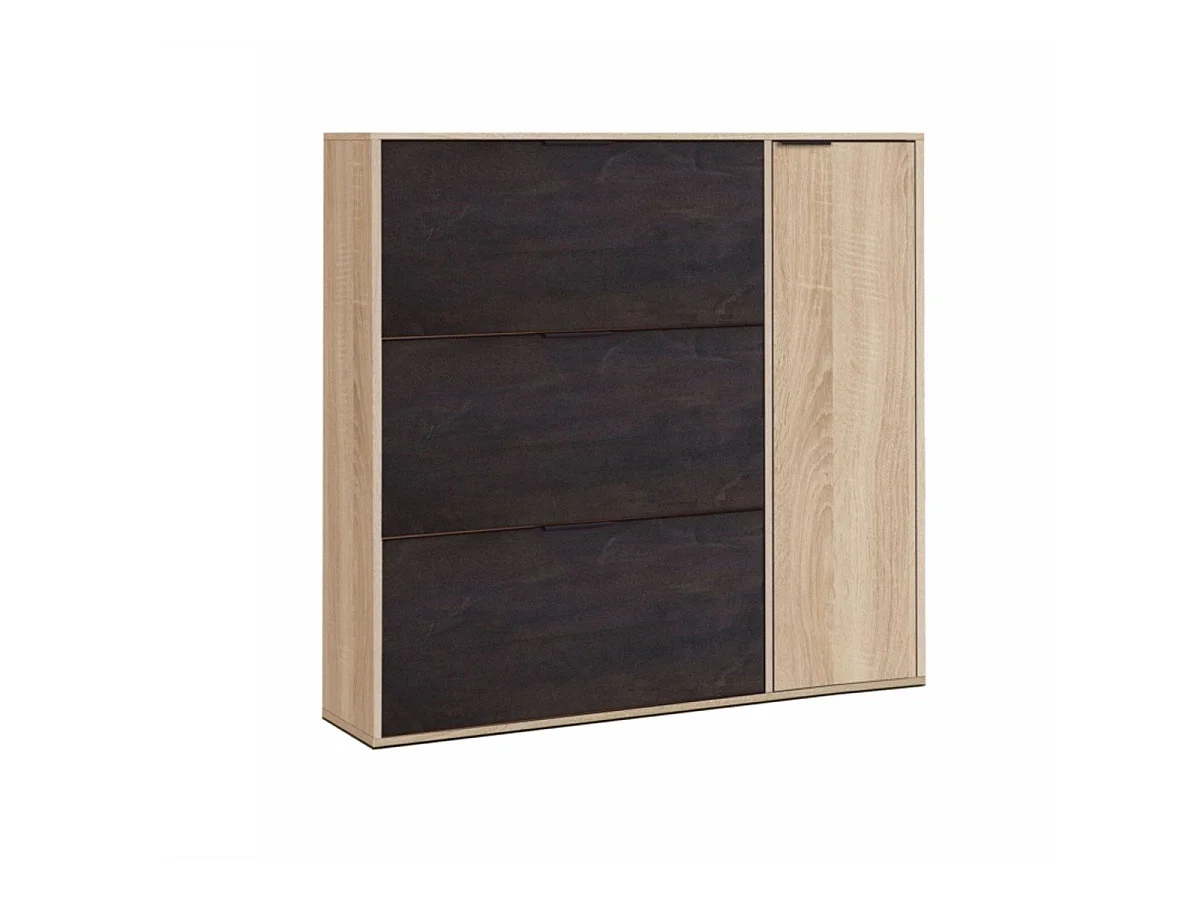Meuble à chaussures 3 abattants et 1 porte 30 paires - L106 cm