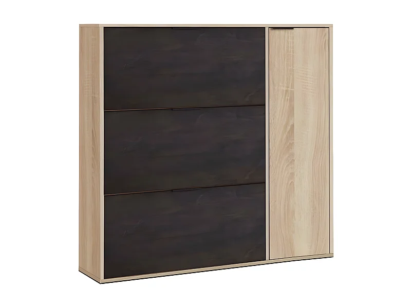 Meuble à chaussures 3 abattants et 1 porte 30 paires - L106 cm