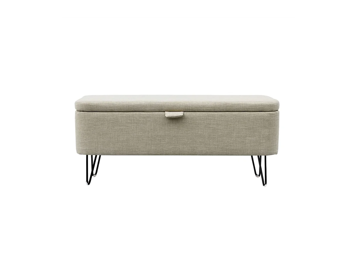 Bout de Lit avec Rangement en Tissu Pieds Épingles Noirs - L101cm