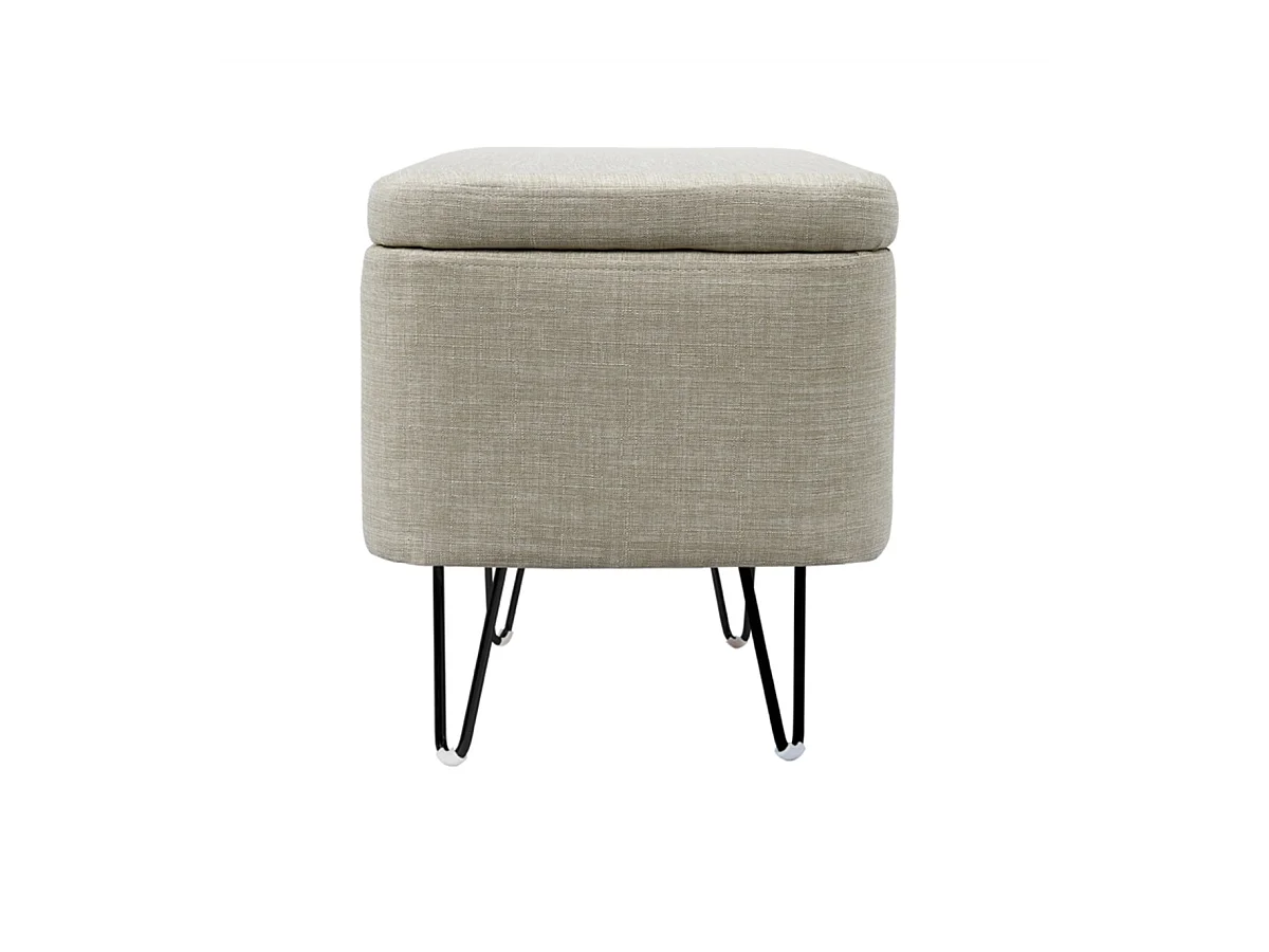 Bout de Lit avec Rangement en Tissu Pieds Épingles Noirs - L101cm