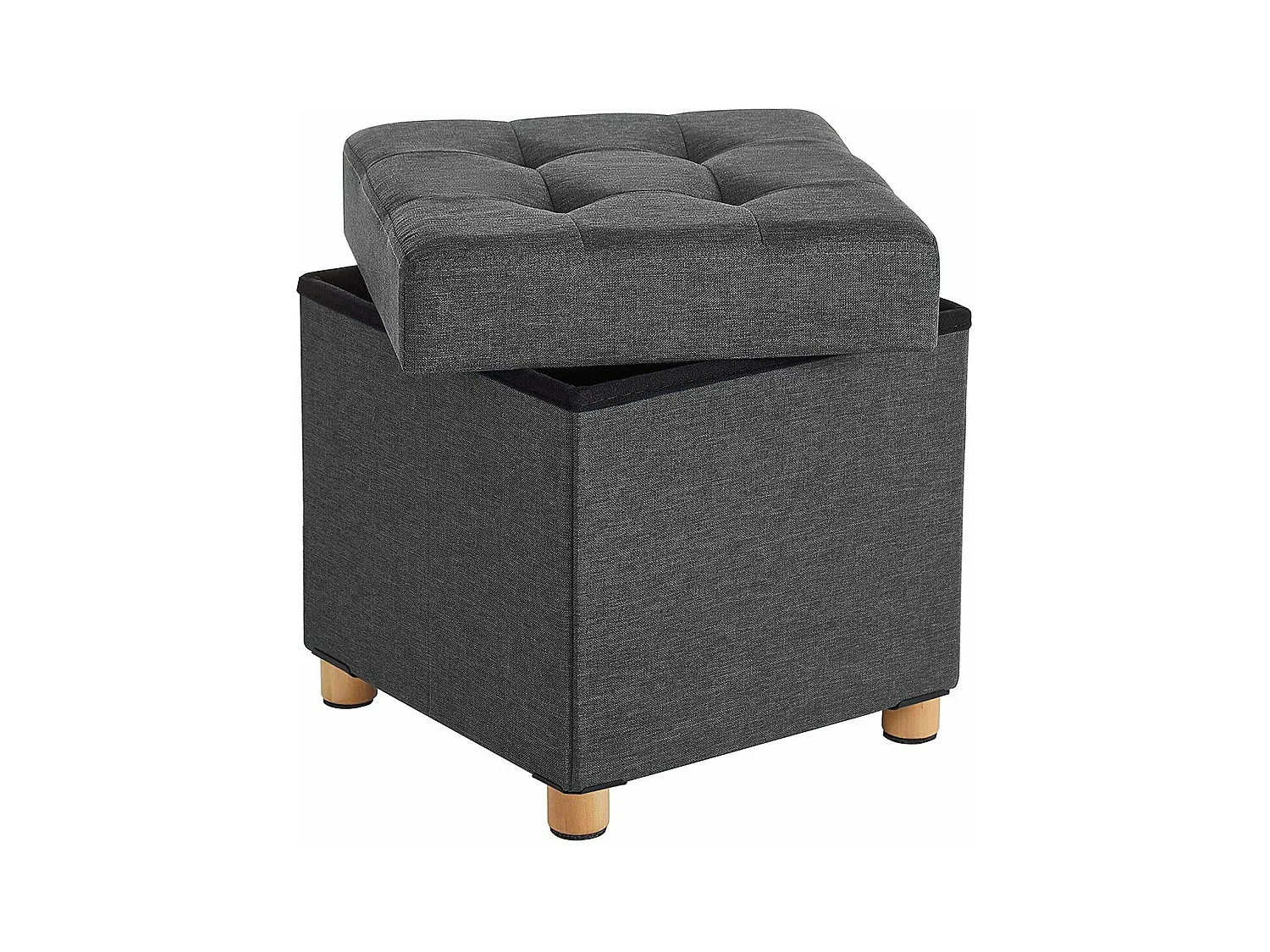 Tabouret de Rangement sur Pieds, Pliable L38 cm - Gris