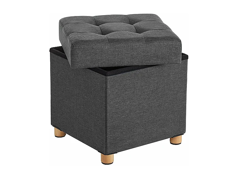 Tabouret de Rangement sur Pieds, Pliable L38 cm - Gris