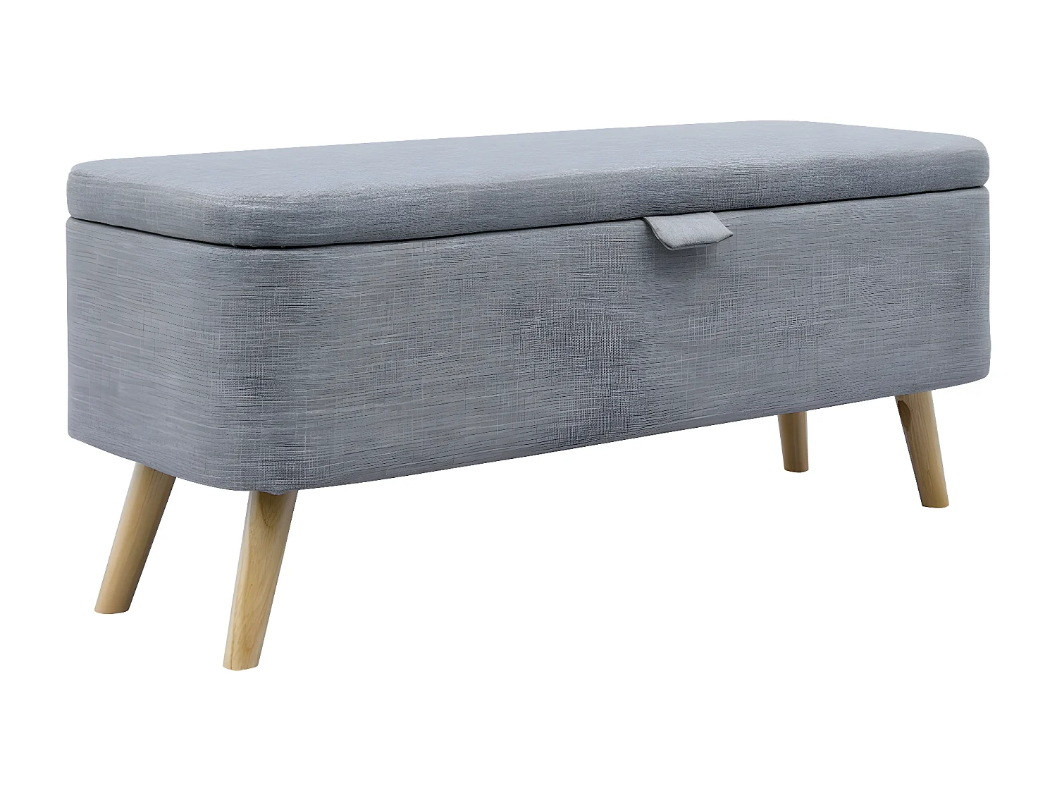 Bout de Lit avec Rangement en Tissu avec Pieds Bois - L101cm
