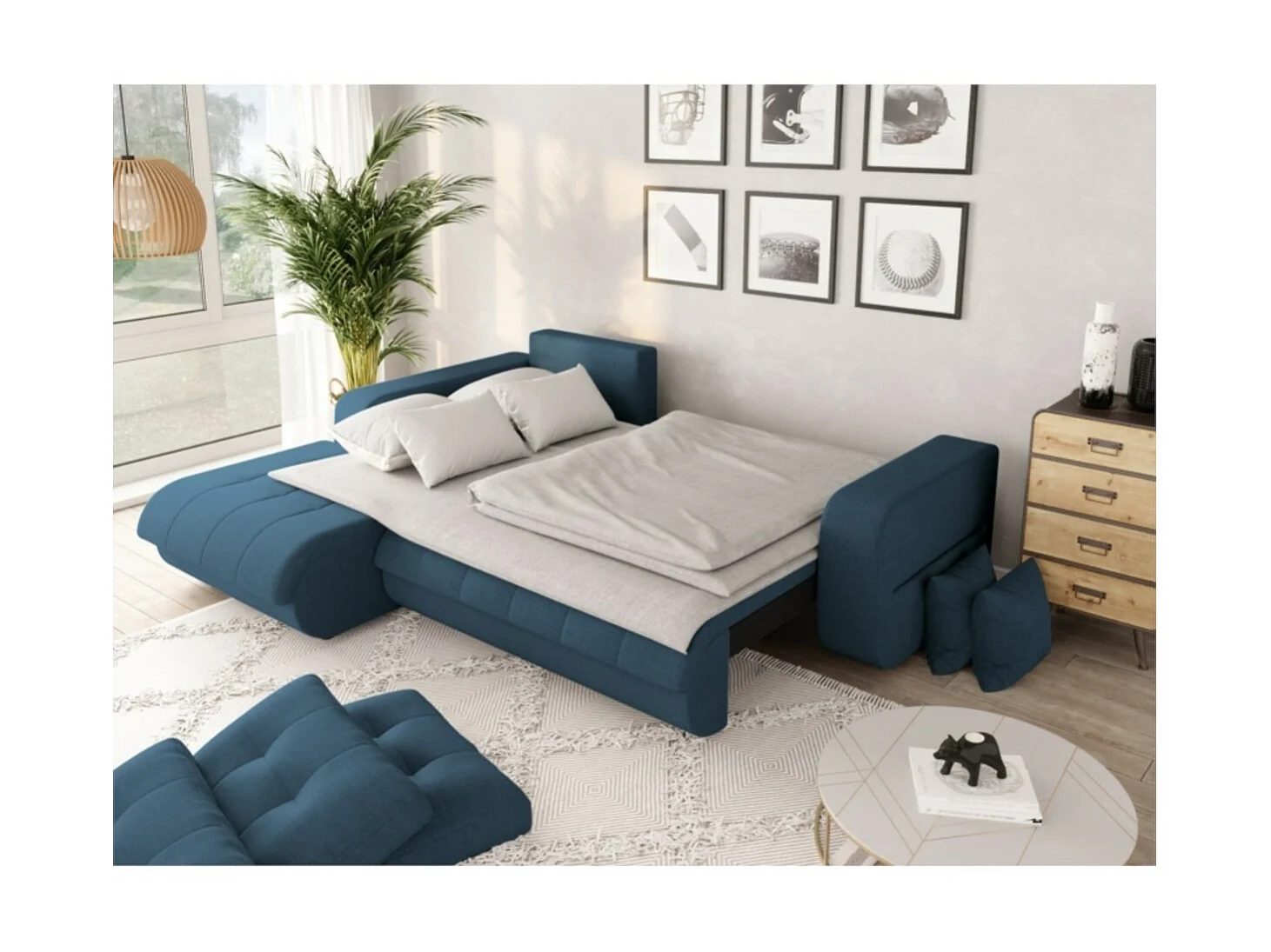 Canapé d'Angle Convertible Gauche 4 Places en Tissu