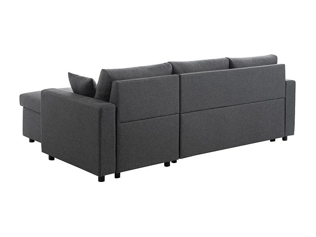 Canapé d'angle 3 Places Maria Réversible et Convertible avec Coffre en tissu - Gris anthracite - L227 x P146 x H81cm - Loungitude