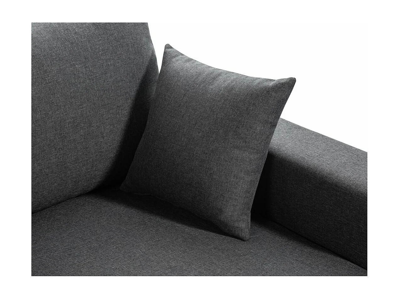 Canapé d'angle 3 places Maria Réversible et convertible avec Coffre en tissu - Gris anthracite - L227 x P146 x H81cm - Loungitude