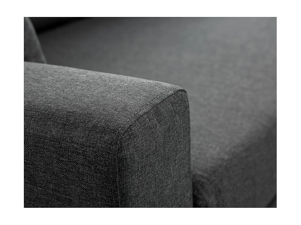 Canapé d'angle 3 places Maria Réversible et convertible avec Coffre en tissu - Gris anthracite - L227 x P146 x H81cm - Loungitude