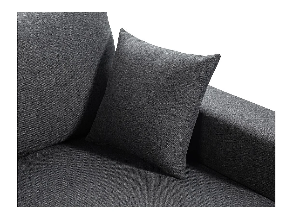 Canapé d'angle 3 places Maria Réversible et convertible avec Coffre en tissu - Gris anthracite - L227 x P146 x H81cm - Loungitude