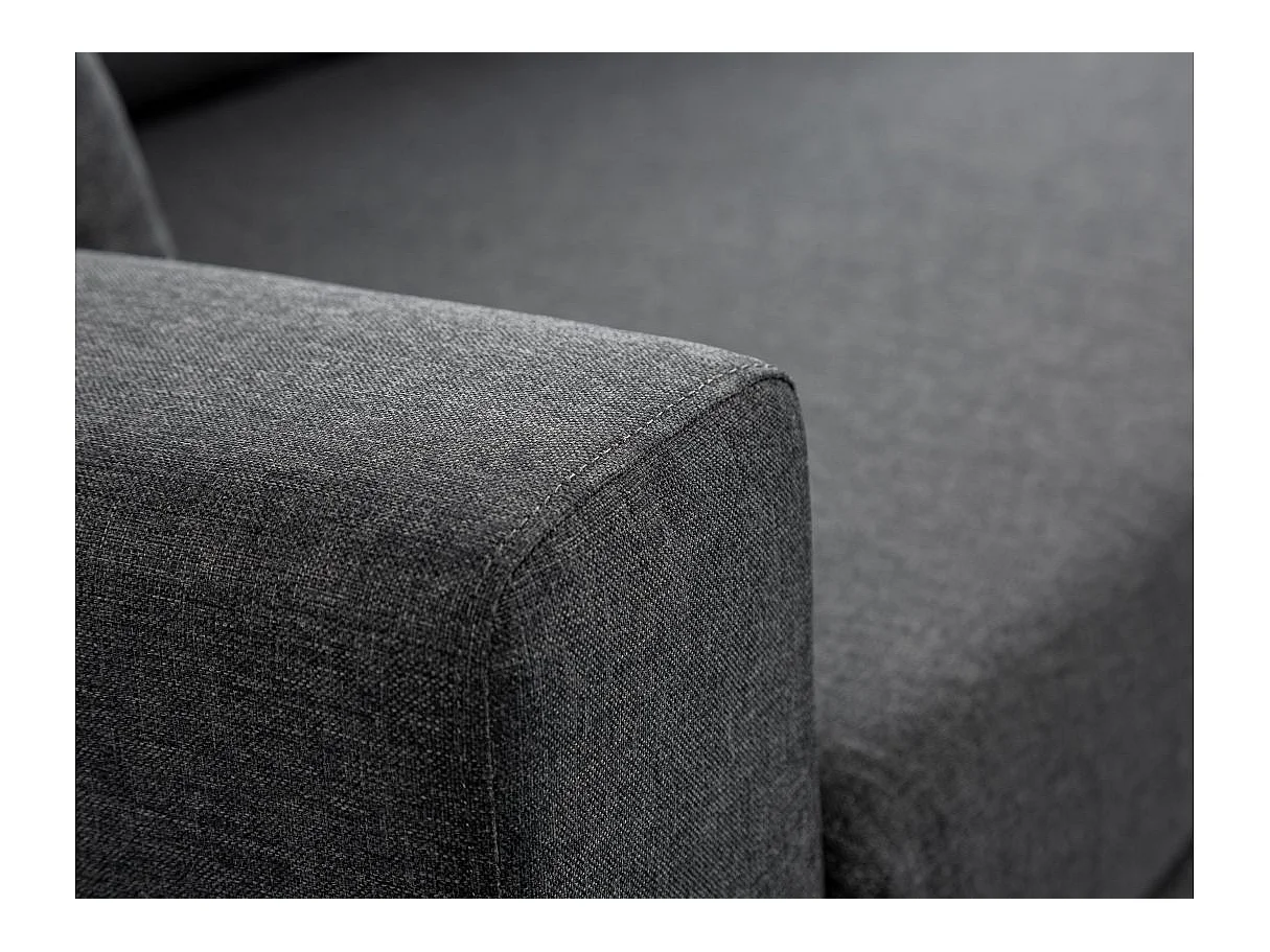 Canapé d'angle 3 places Maria Réversible et convertible avec Coffre en tissu - Gris anthracite - L227 x P146 x H81cm - Loungitude
